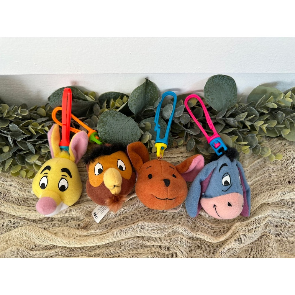 90s McDonalds Winnie the Pooh plush keychain clips Disney Happy‎ meal eeyore owl
